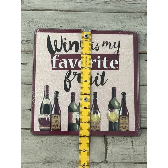 Wine Is My Favorite Fruit Design Glass Cutting Board 7.75" X 7.75" - NEW - Picture 6 of 7